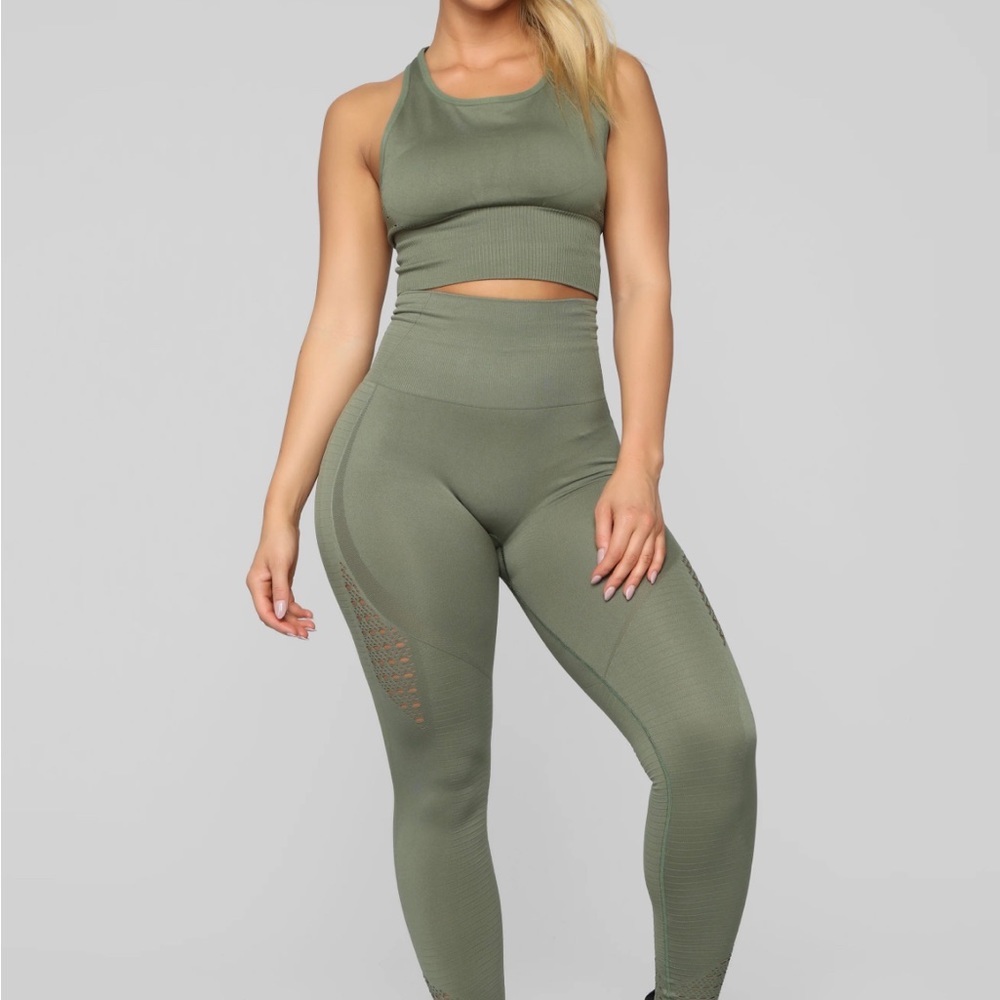 Fashion Nova Gymshark Dupe Green Set